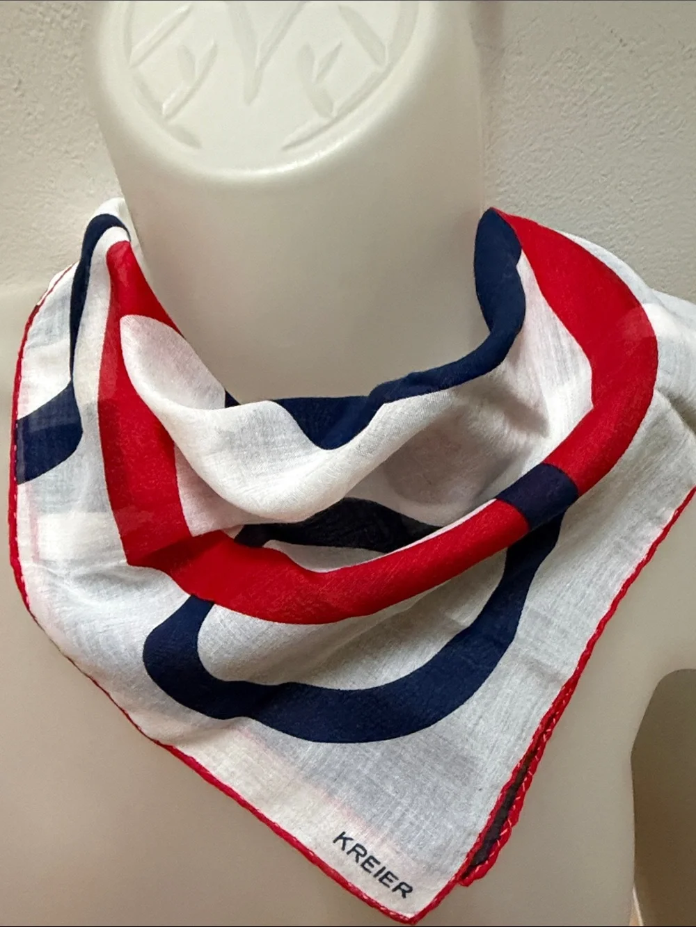 VTG  Kreier Abstract Geometric Print Pocket Square Scarf / Handkerchief Unisex
